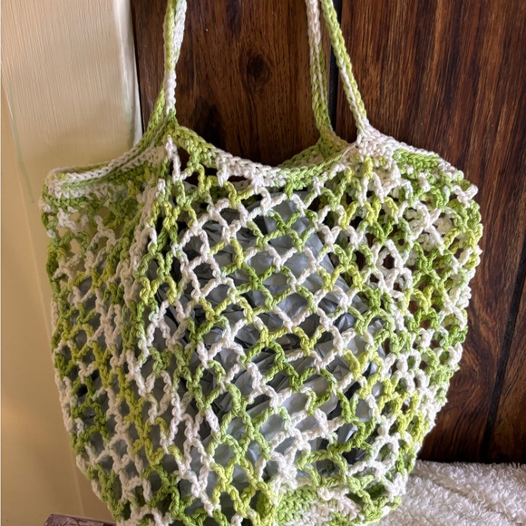 Hand made by me Crochet Mesh Tote Bag Market Bag 100% Cotton New - Picture 2 of 8